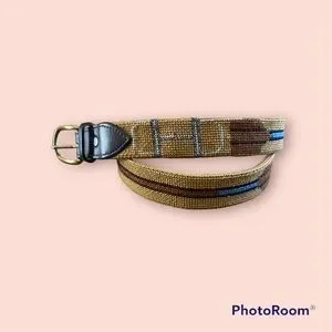 Needlepoint Horse and Bit Equestrian Green Leather Belt 30 inches Equestrian leather belt womens - Gem main image 3